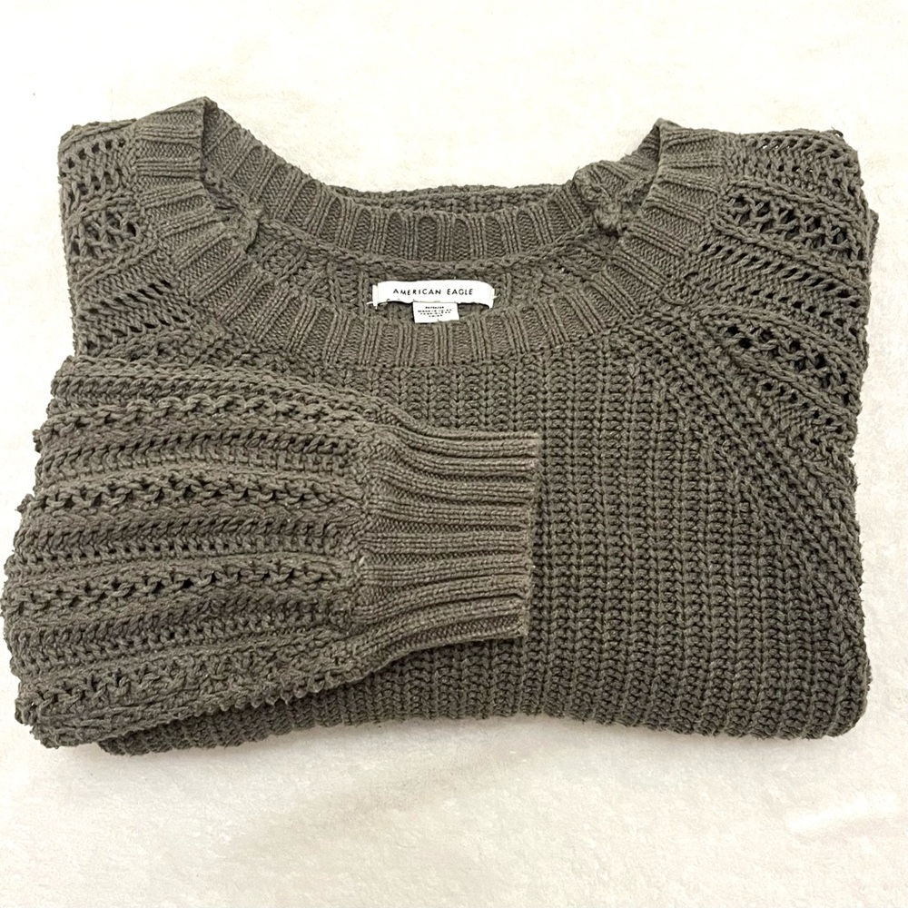 American Eagle Knit Sweater khaki/Olive  Green Size M